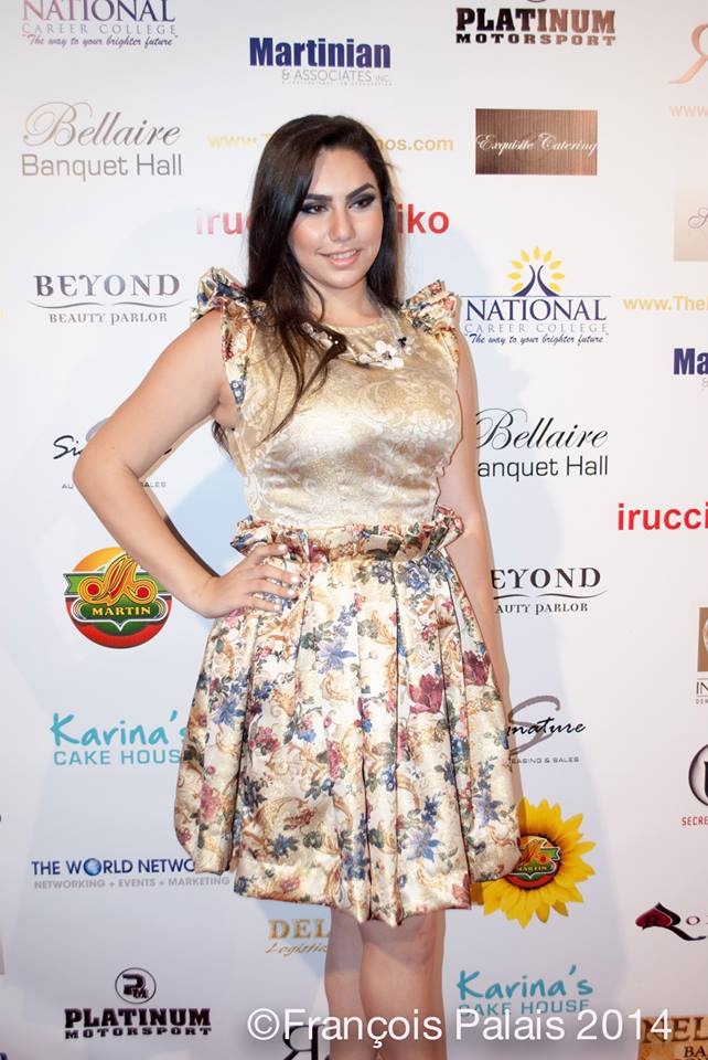 16-year-old designer Mary Sarkissian shines on the red carpet in one of her cute and upbeat designs. Photo courtesy of Francois Palais Photography