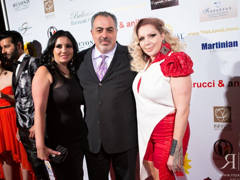 Designer Aidinyan with actor Jack Topalian (NCIS: Los Angeles, Ray Donovan) and his wife. Photo courtesy of Royal Gor Photography 