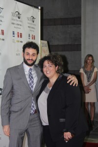 Hard working event publicist Sheba Khodadad takes a break from the bustling press line for a photo with actor Arian Moayed ("Rosewater," "Believe"). Photo courtesy of Vahid Fayazi of Hafteh Bazaar 