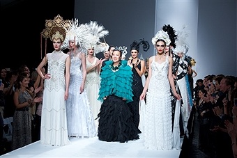 Sue with her models on the runway. Photo courtesy of Earl Gibson III/Wireimage