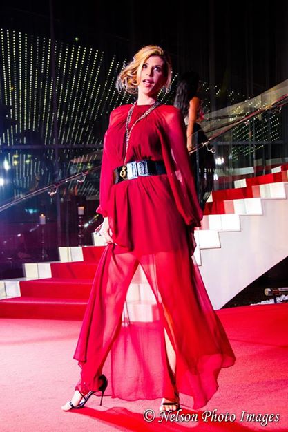 Lady in Red...Reality Star Alexis Bellino of the Real Housewives of Orange Country in a beautiful and dramatic flowy gown by Bri Seeley. Photo courtesy of Nelson Shen. 