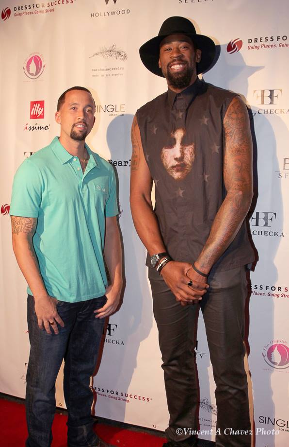 Los Angeles Clipper star player Deandre Jordan and his guest. Photo courtesy of Vincent A. Chavez Photography