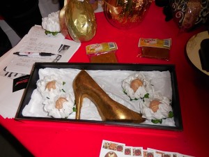 Solid gold stiletto...Glamour Bonbonier's gold stiletto heel chocolate! 