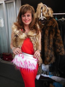 Kathy is all smiles with her eclectic and whimsical Lulubelle clutch that was named after and inspired by her daughter