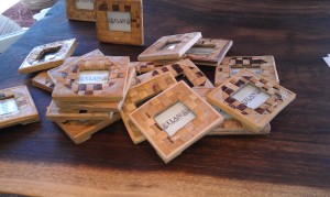 Kitschy wooden picture frames from Elan Event Rentals