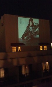 Fashion GENLUX style...Striking editorial image from GENLUX's winter issue and blown up on a building across the street