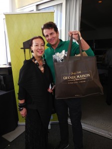Gifting Sweet! Renowned fashion designer Sue Wong with actor Vincent DePaul