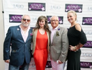 Style that WOW's 'em! The Harris Brothers with designer Kathy Fielder and consultant/publicist Gretchen Stofer-Darby on the red carpet of the gifting suite