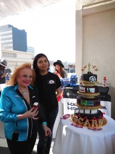 Two-time Oscar nominated song writer Carol Connors with Mary of Mary's Cakes with her beautiful Oscar cake that was oh so tasty too! 