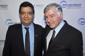 Roozbeh Farahanipour with Governor Mike Dukakis at a recent chamber event. Photo courtesy of the West Los Angeles Chamber of Commerce