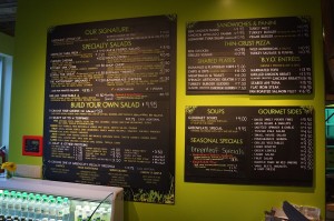 The amazing menu at Greenleaf Gourmet Chopshop in Costa Mesa, California