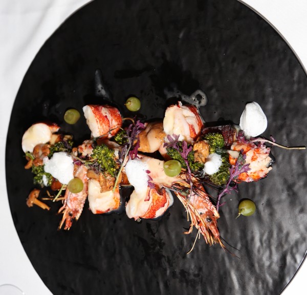 Sous Chef Eduardo Osorio created a coustom dish for us with roasted main lobster, Argentinian shrimp, hedgehog and abalone mushrooms with a lemon caper sauce. Photo courtesy the Experience Magazine