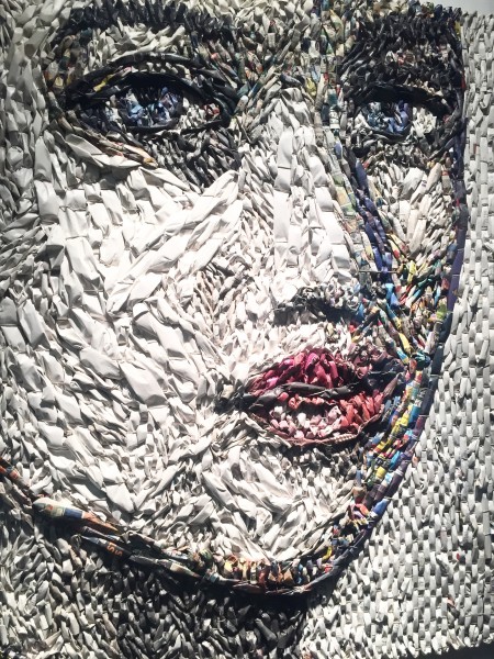 Gugger Petter's "Female Head" created by using newspaper and hemp. Photo courtesy of Judy Hansen Pullos