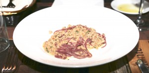 The Red Beet Pasta at Barrique is famous for its creativity and balance of flavor 