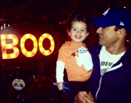 Mario Lopez and son Nico stop for a quick photo outside of the gift shop 