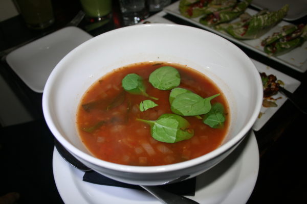 The soup of the day was a lentil bean with basil. This tasty bowl was warm on the chilly night that we went to Suncafe